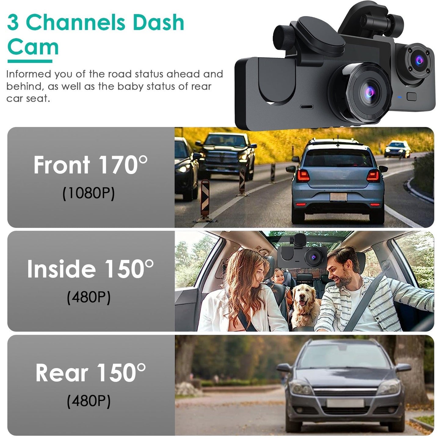3-Channel Car Camera - 32Gb Mmc Card